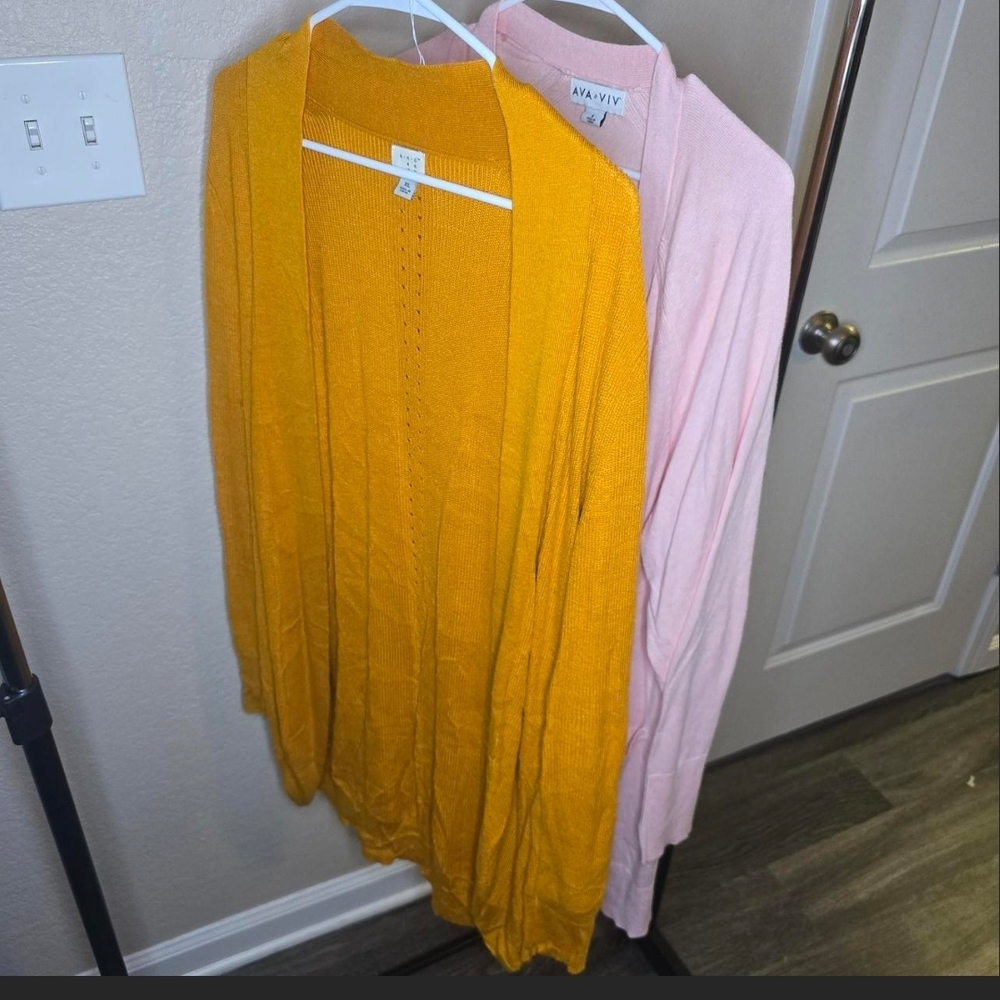 Women's Yellow and Pink Cardigan Set